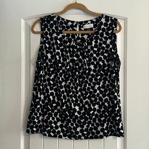 Calvin Klein Women's Polka Dot Black and White Shell Top Size XL